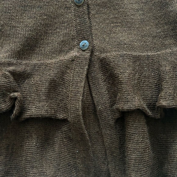 Peruvian Connection Baby Alpaca and Wool Dark Brown Ruffle Cardigan Size M - Picture 9 of 11